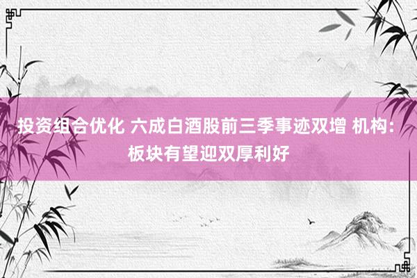 投资组合优化 六成白酒股前三季事迹双增 机构: 板块有望迎双厚利好