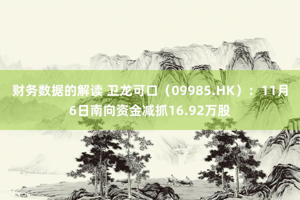 财务数据的解读 卫龙可口（09985.HK）：11月6日南向资金减抓16.92万股