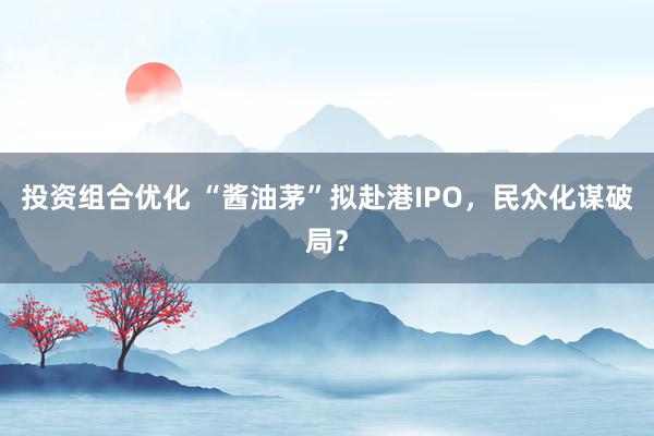 投资组合优化 “酱油茅”拟赴港IPO，民众化谋破局？