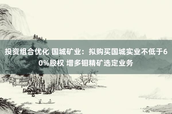 投资组合优化 国城矿业：拟购买国城实业不低于60%股权 增多钼精矿选定业务