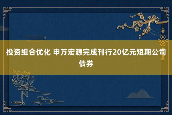 投资组合优化 申万宏源完成刊行20亿元短期公司债券