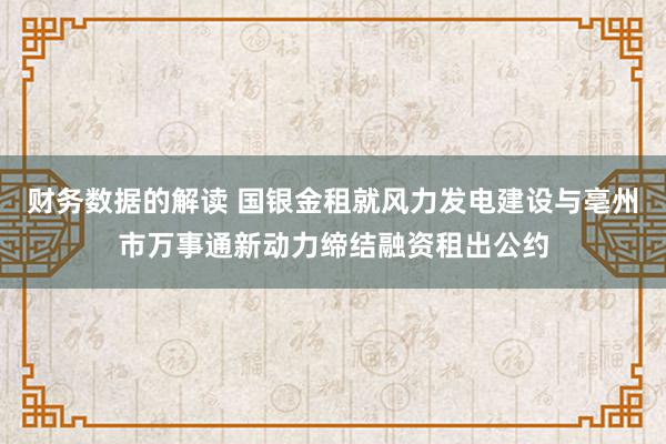 财务数据的解读 国银金租就风力发电建设与亳州市万事通新动力缔结融资租出公约