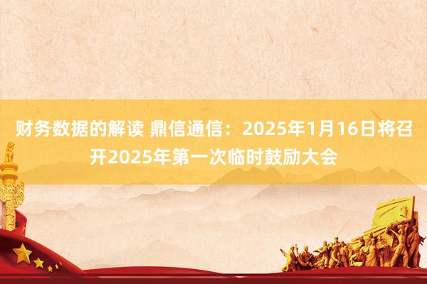 财务数据的解读 鼎信通信：2025年1月16日将召开2025年第一次临时鼓励大会