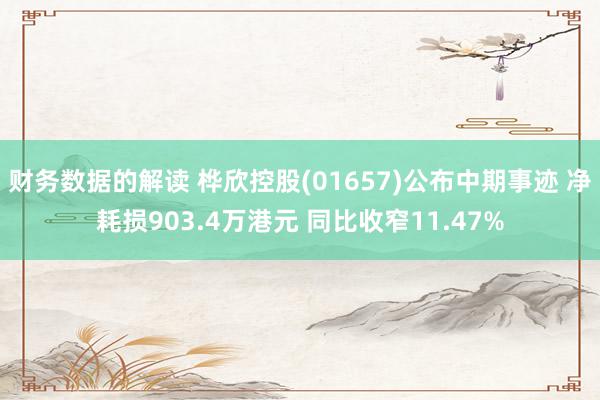 财务数据的解读 桦欣控股(01657)公布中期事迹 净耗损903.4万港元 同比收窄11.47%