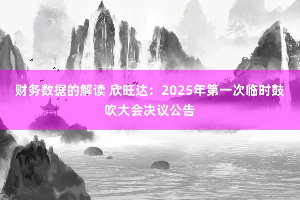 财务数据的解读 欣旺达：2025年第一次临时鼓吹大会决议公告