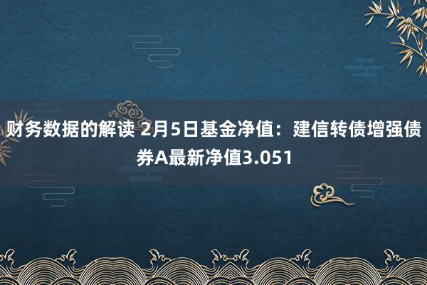 财务数据的解读 2月5日基金净值：建信转债增强债券A最新净值3.051