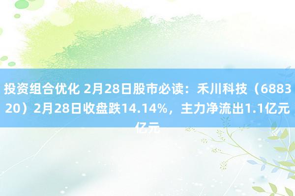 投资组合优化 2月28日股市必读：禾川科技（688320）2月28日收盘跌14.14%，主力净流出1.1亿元