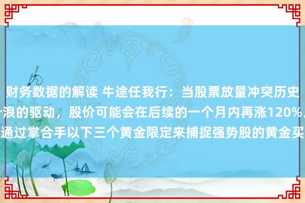 财务数据的解读 牛途任我行：当股票放量冲突历史前高时，每每预示着主升浪的驱动，股价可能会在后续的一个月内再涨120%。散户不错通过掌合手以下三个黄金限定来捕捉强势股的黄金买点。 1. 有用冲突的三大中枢特征 ...