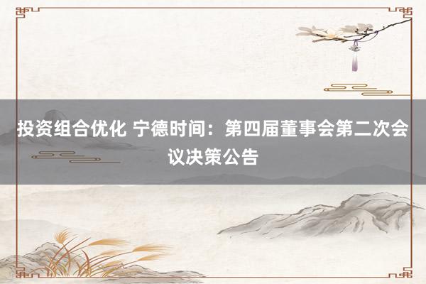 投资组合优化 宁德时间：第四届董事会第二次会议决策公告