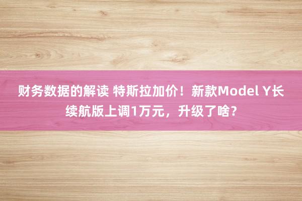 财务数据的解读 特斯拉加价！新款Model Y长续航版上调1万元，升级了啥？