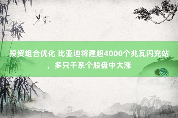 投资组合优化 比亚迪将建超4000个兆瓦闪充站，多只干系个股盘中大涨